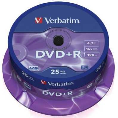 Rohling DVD+R 4,7 Verbatim 16x 25er Spindel