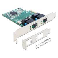 Netzwerkadapter Delock 2x Gigabit LAN PCIe LP