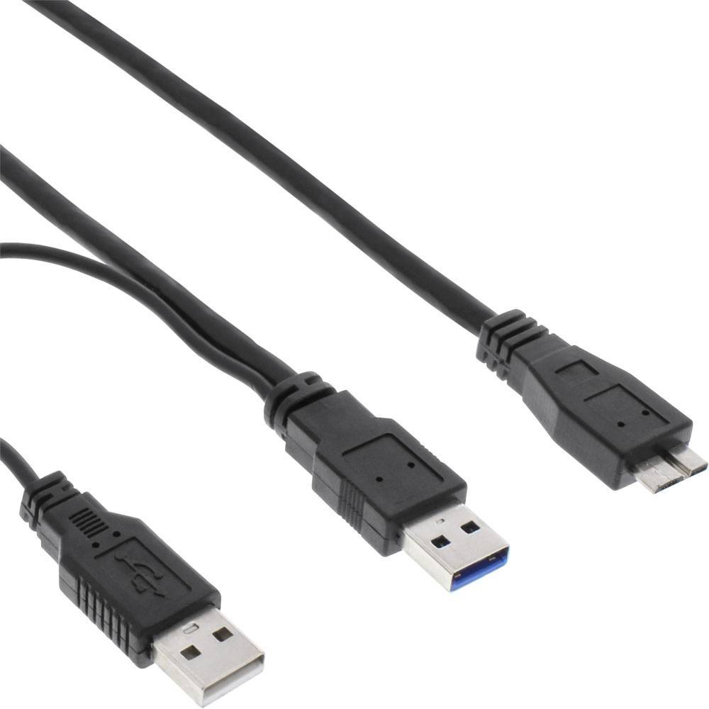 USB3.0 Y-Kabel 2x A an Micro B 0.2m