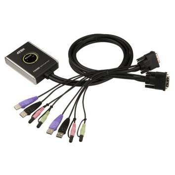 Umschalter 2f KVM DVI USB Audio ATE