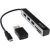 USB2 USB OTG Cardreader & 3-fach USB 2.0 Hub für SDXC und microSD mit