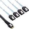 Kabel SATA InLine Slim SAS SFF-8654 zu 4x SATA 7-pin 12Gb/s 1m
