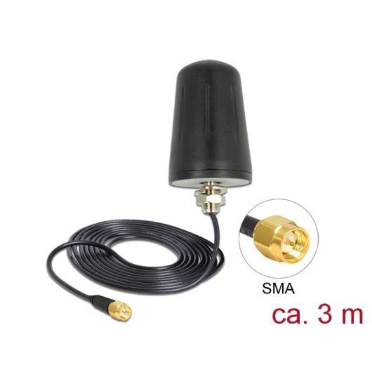 Delock LoRa Antenne 868 MHz SMA Stecker 0 dBi omnidirektional (RG-174 3