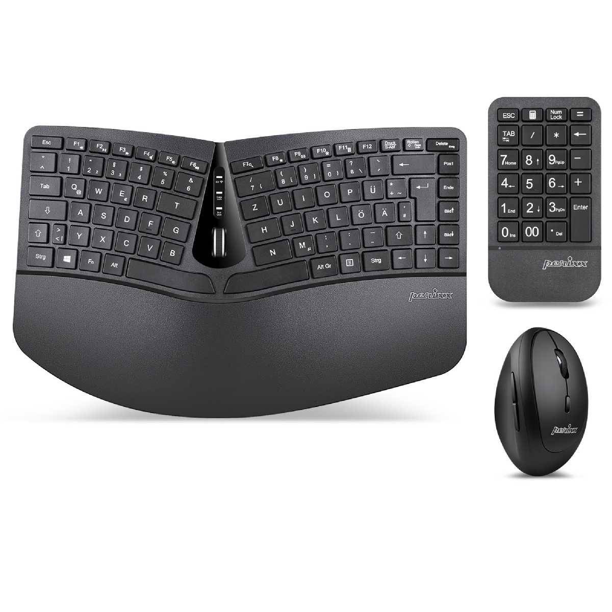 PERIDUO-606A DE 3-in-1 Tastatur- und Maus-Set kabellos ergonomi
