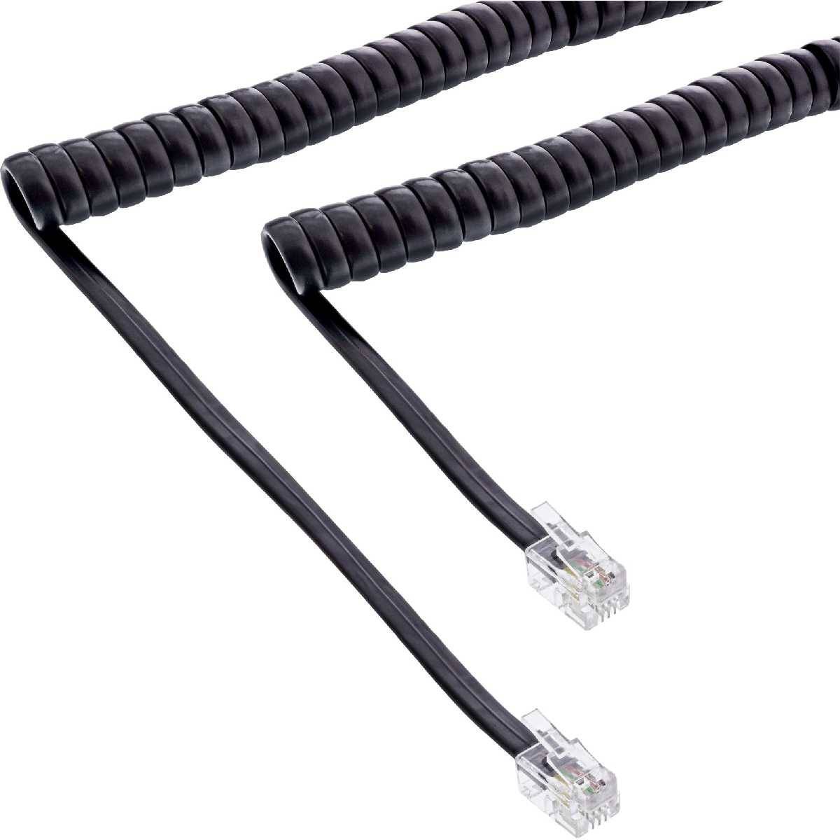 Kabel Hörer SpiralRJ10 Stecker / Stecker schwarz max. 4m