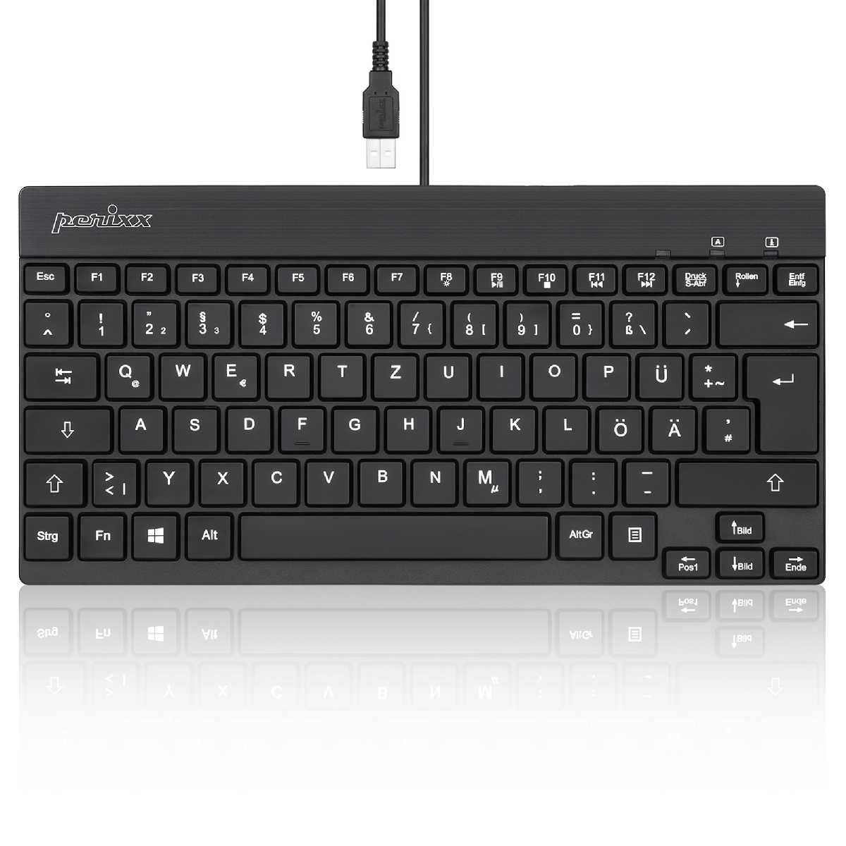 PERIBOARD-326 DE Beleuchtete USB-Tastatur kabelgebunden schwarz