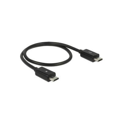 Power Sharing Kabel USB 2.0 Micro Stecker B an Micro USB-B Stecker OTG schwarz 0,3m Delock® [83570]