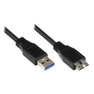 Anschlusskabel USB 3.0 Stecker A an Stecker Micro B schwarz 1m Good Connections®