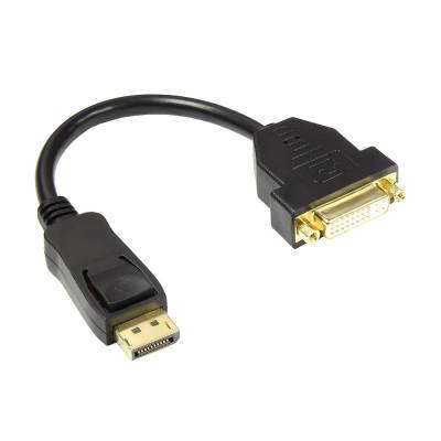 Adapterkabel DisplayPort 1.2 Stecker an DVI-I 24+5 Buchse schwarz 0,2m Good Connections®