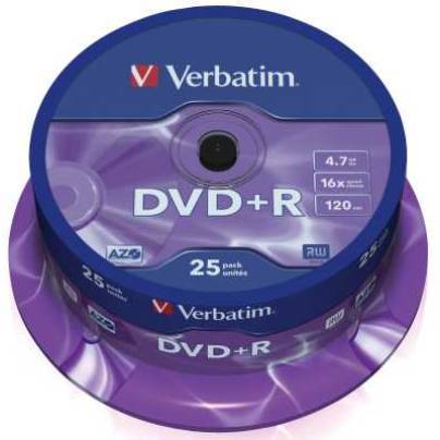 DVD+R 4,7 Verbatim 16x 25er Spindel