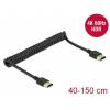 HDMI Spiralkabel 4K 60 Hz schwarz 0,4 m bis 1,5 m Delock [84967]