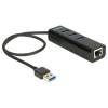 USB 3.0 Hub extern und Gigabit LAN-Port schwarz Delock [62653]