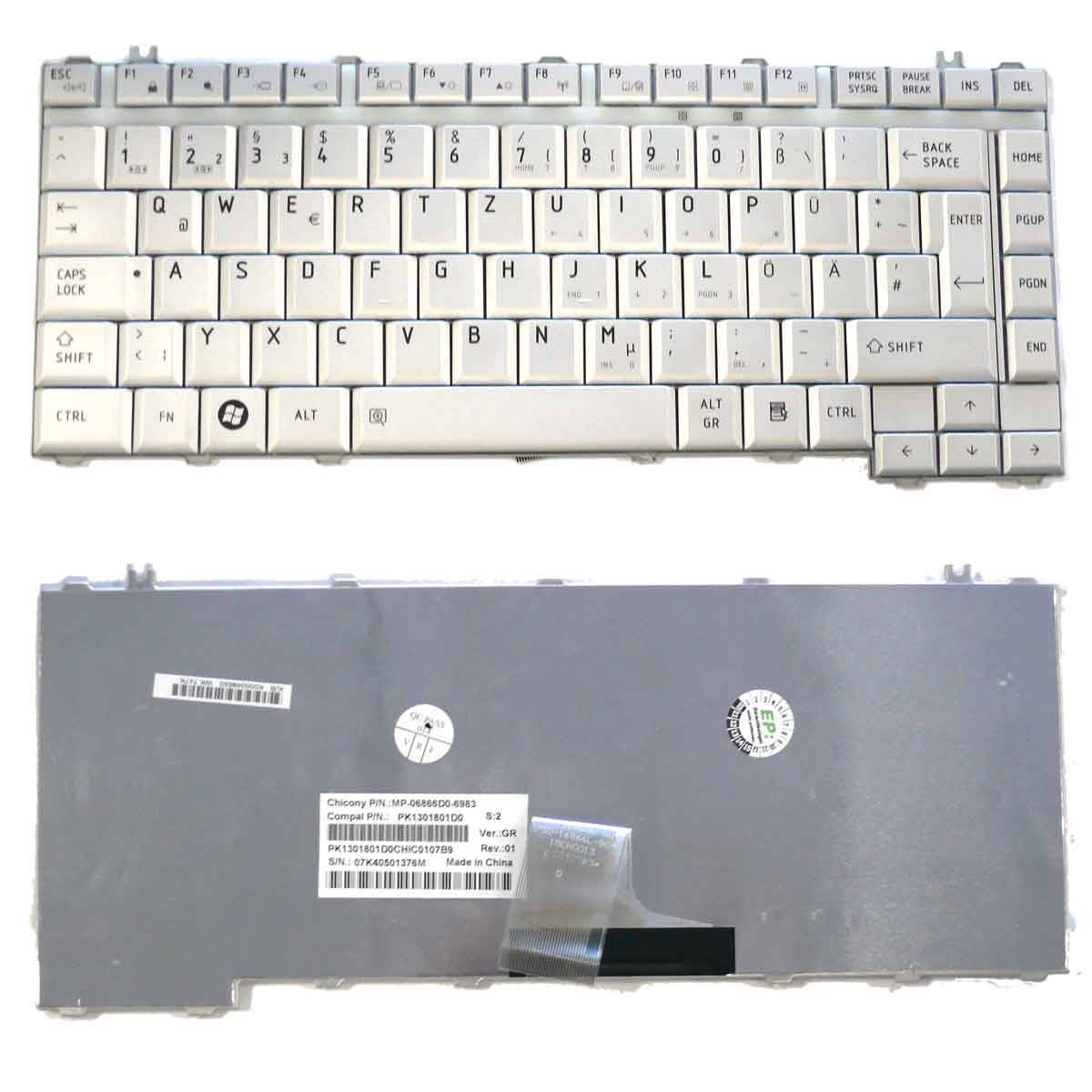Tastatur Toshiba A200 DE silber gebraucht
