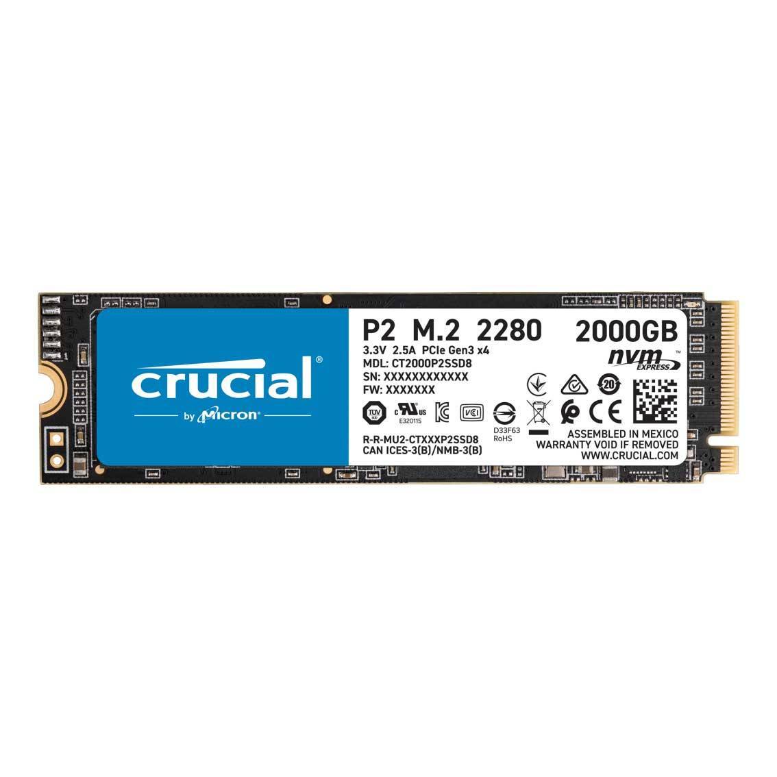 M2 PCIe2TB Crucial P2 2400MB/s 2280
