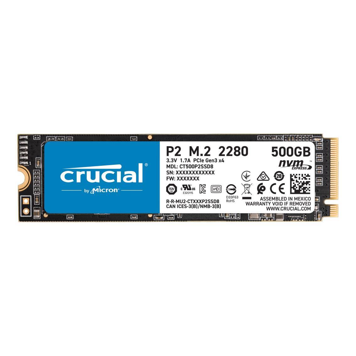 M2 PCIe 500GB Crucial P2 NVME 2300