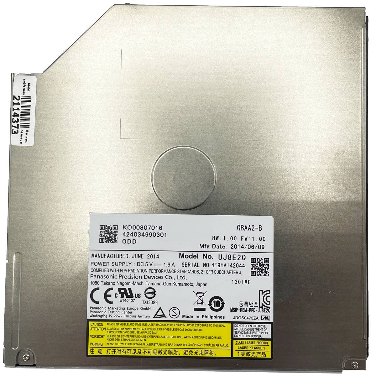 DVD-Brenner Panasonic UJ8E2Q SATA 9mm gebraucht