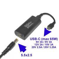 DC Stecker Adapter 5.5x2.5mm auf USB-C PD