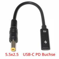 USB-C PD Buchse auf 5.5x2.5mm Kabel -65W