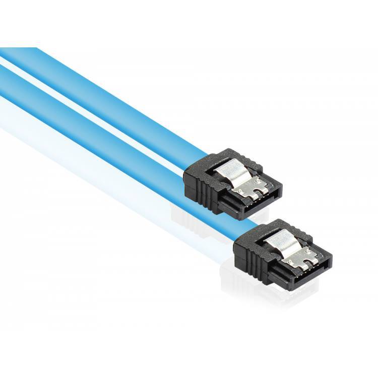 Kabel SATA 6Gb 1m blau mit Clip GC