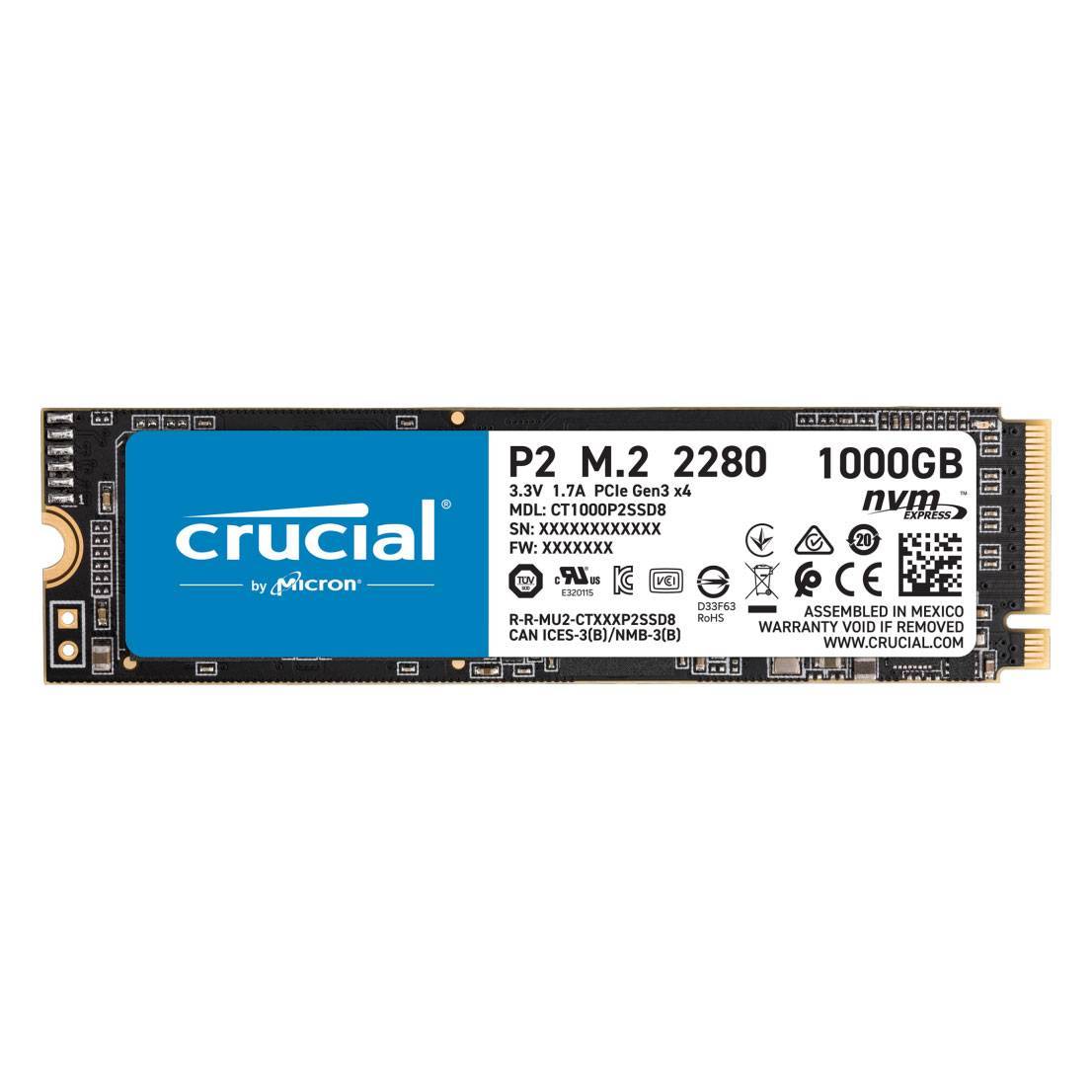 M2 PCIe1000GB Crucial P2 2400MB/s
