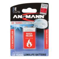 9V Block Ansmann 10-Jahre-Lithiumbatterie 5021023-01 für Rauchmelder E-Block