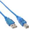 USB2 USB 2.0 Kabel A an B blau-transparent 3m