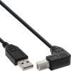 USB2 USB 2.0 Kabel A an B unten abgewinkelt schwarz 0,5m