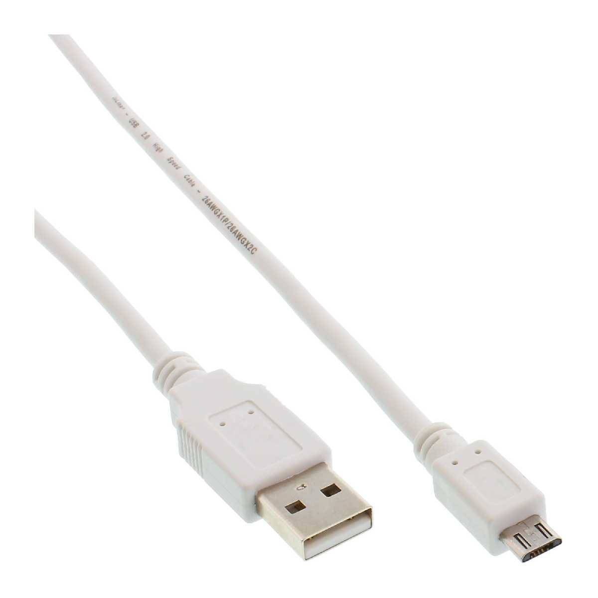 USB2 Micro-USB 2.0 Kabel USB-A Stecker an Micro-B Stecker weiß 1,5m