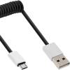 USB2 Micro-USB 2.0 Spiralkabel USB-A Stecker an Micro-B Stecker schwa
