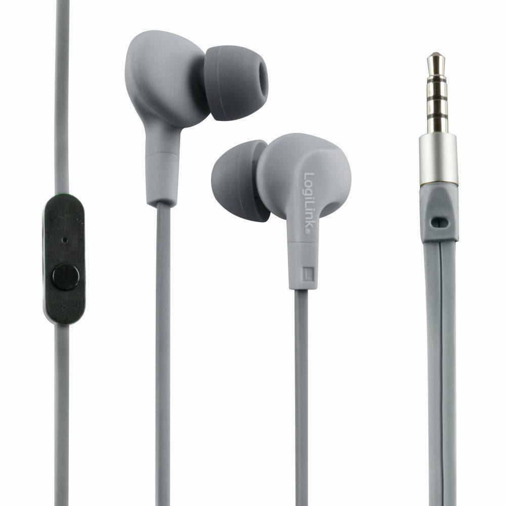 Kopfhörer Wassergeschütztes (IPX6) Stereo In-Ear Headset Grau Logilink [HS0041]