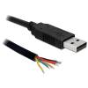 Umschalter Konverter USB 2.0 Stecker an Seriell-TTL 6 offene Kabelenden ,1,8 m (5 V)