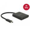 Umschalter USB Type-C™ Splitter (DP Alt Mode) an 2x HDMI 4K 30 Hz Delock [87719]
