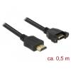 Kabel HDMI-A Stecker an HDMI-A Buchse zum Einbau 4K 30 Hz schwarz 0,5 m,