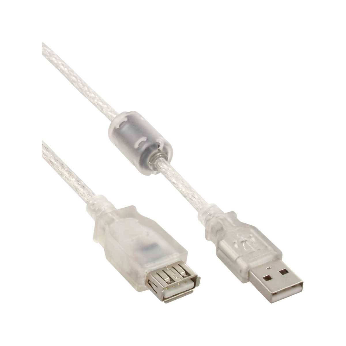 USB2 USB 2.0 Verlängerung USB-A Stecker / Buchse transparent mit Fer