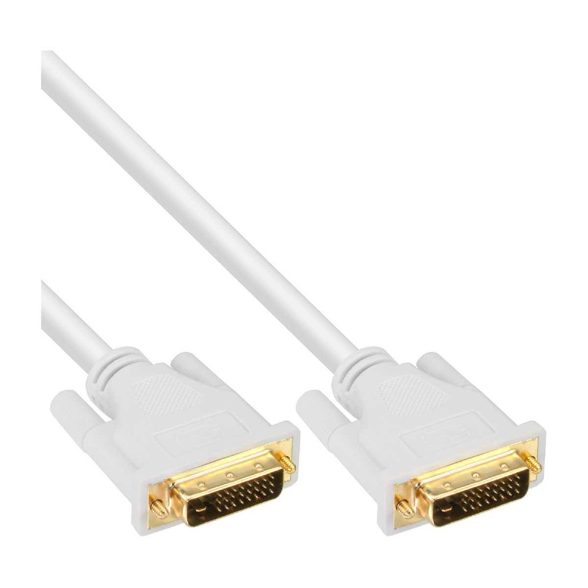 DVI-D Kabel digital 24+1 Stecker / Stecker Dual Link weiß / gol