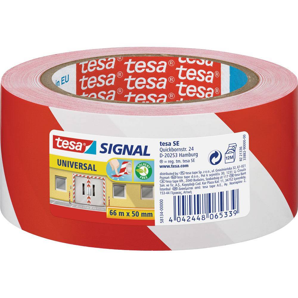 Tesa Warnklebeband Signal UNIVERSAL rot/weiß 50,0 mm x 66,0 m 1 Rolle